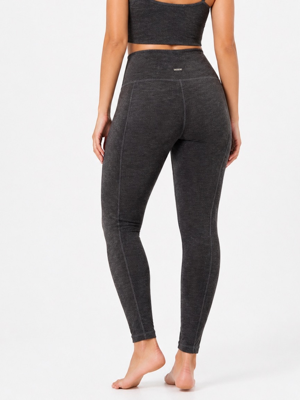 prAna Becksa 7/8 Legging Gray Ribbed High Rise Side Pocket Yoga Pants XL